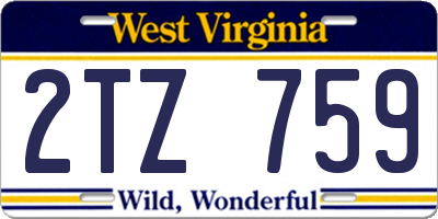 WV license plate 2TZ759
