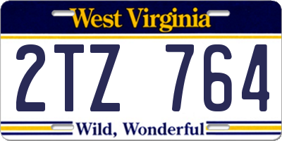 WV license plate 2TZ764