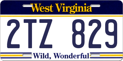 WV license plate 2TZ829