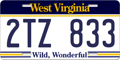 WV license plate 2TZ833