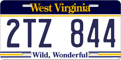WV license plate 2TZ844