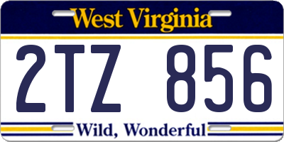 WV license plate 2TZ856