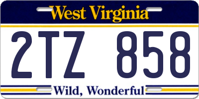 WV license plate 2TZ858