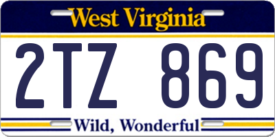 WV license plate 2TZ869