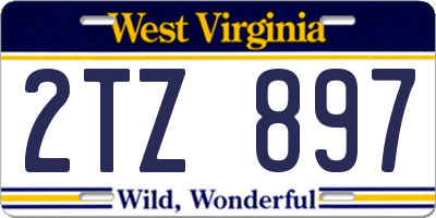 WV license plate 2TZ897