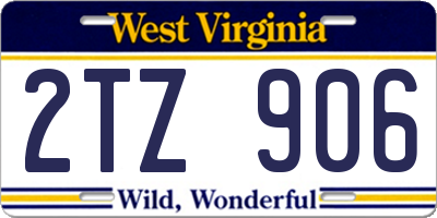 WV license plate 2TZ906