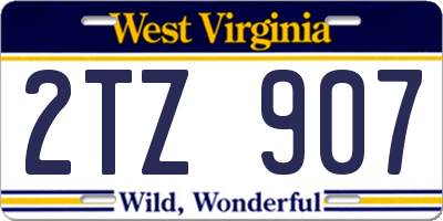 WV license plate 2TZ907