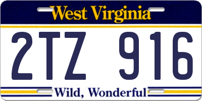 WV license plate 2TZ916