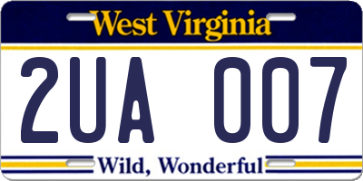 WV license plate 2UA007