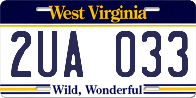 WV license plate 2UA033