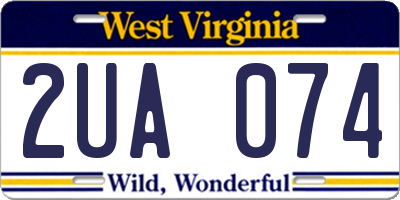 WV license plate 2UA074