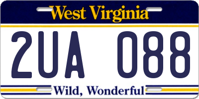 WV license plate 2UA088