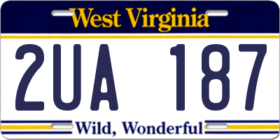 WV license plate 2UA187