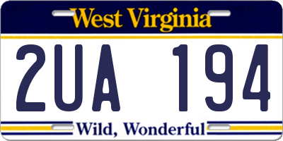 WV license plate 2UA194