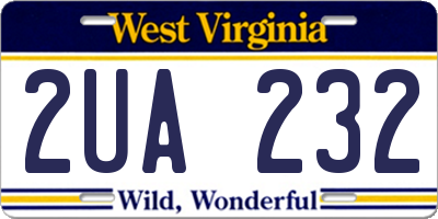 WV license plate 2UA232