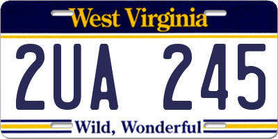 WV license plate 2UA245