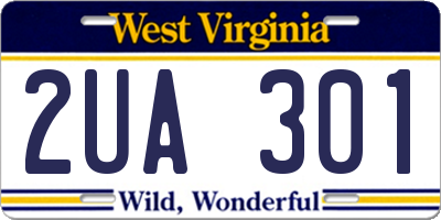 WV license plate 2UA301