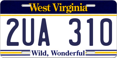 WV license plate 2UA310