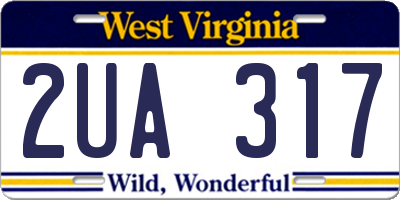 WV license plate 2UA317