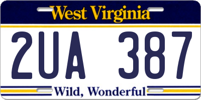 WV license plate 2UA387