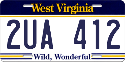 WV license plate 2UA412