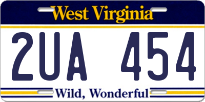 WV license plate 2UA454