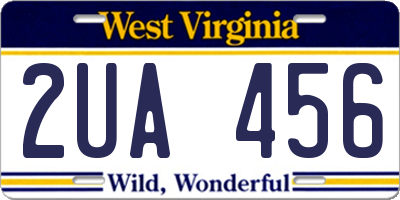 WV license plate 2UA456