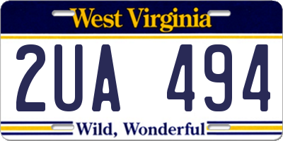 WV license plate 2UA494