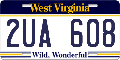 WV license plate 2UA608
