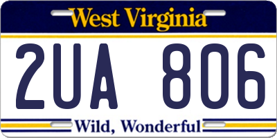 WV license plate 2UA806