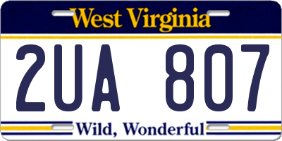 WV license plate 2UA807