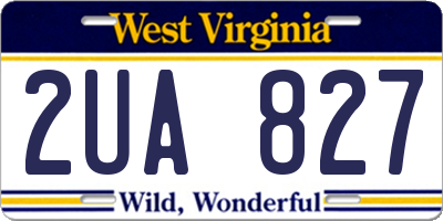 WV license plate 2UA827