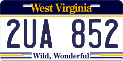 WV license plate 2UA852