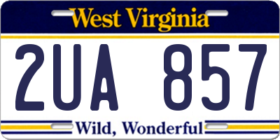 WV license plate 2UA857