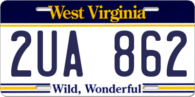 WV license plate 2UA862