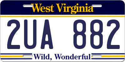 WV license plate 2UA882