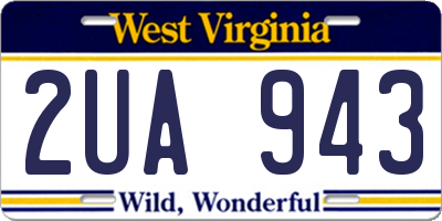 WV license plate 2UA943