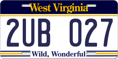 WV license plate 2UB027
