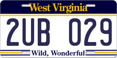 WV license plate 2UB029