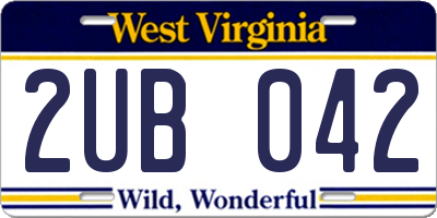 WV license plate 2UB042