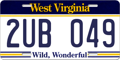 WV license plate 2UB049