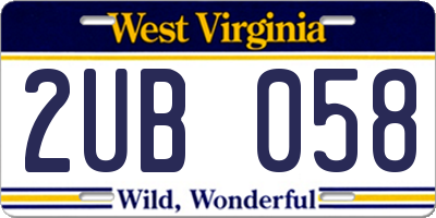 WV license plate 2UB058