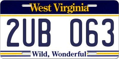 WV license plate 2UB063