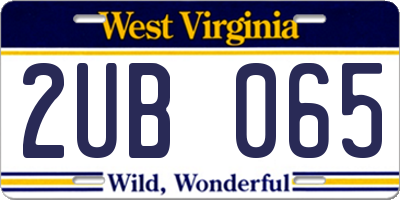 WV license plate 2UB065