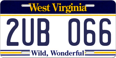 WV license plate 2UB066
