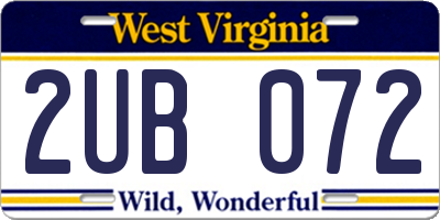 WV license plate 2UB072