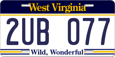 WV license plate 2UB077