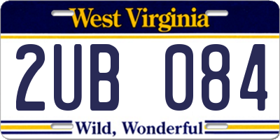 WV license plate 2UB084