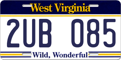 WV license plate 2UB085