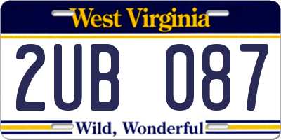 WV license plate 2UB087